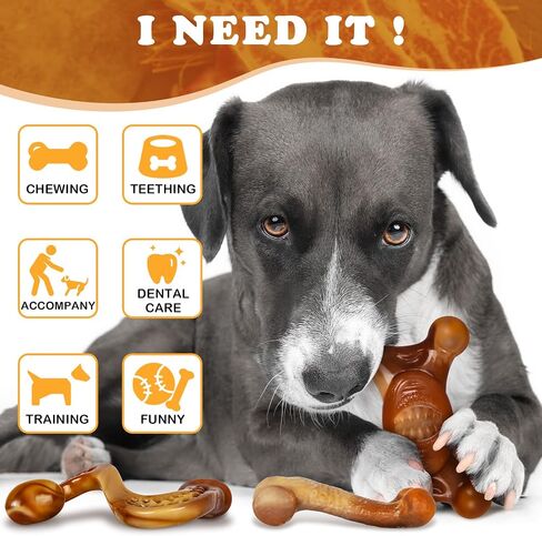 Dog Chew Toys for Aggressive Chewers,Indestructible Dog Toy,Dog chew Toys–3 Pack Durable Bacon Scented Chew Bones for Medium and Large Dogs,Tough Nylon Toys to Keep Dogs Engaged in Saudi Arabia