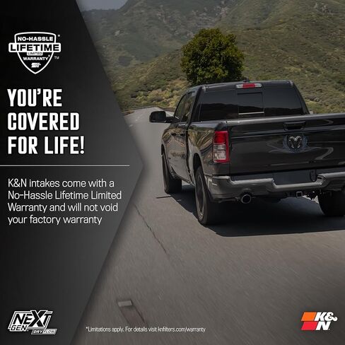 K&N NextGen Cold Air Intake System: High-Flow Cotton Filter: Compatible with 2009-2023 DODGE/Ram 1500; 1500 Classic; 2500; 3500; 50-1561 in Kuwait