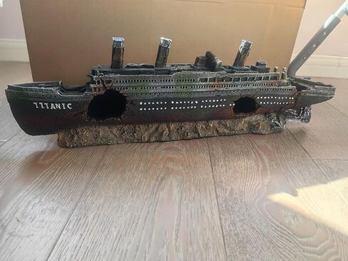 Ulifery Titanic Aquarium Boat Shipwreck Sunken Pirate Ship Resin Fish Tank Decorations Aircraft Carrier for Betta Super Large XXL for 55-75 Gallon Tank in Saudi Arabia
