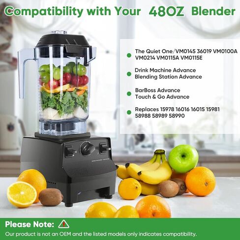 لإبريق الخلاط 48oz، متوافق مع استبدال الخلاط التجاري الهادئ VM0145 VM0100A 36019 15978 16016 BarBoss Drink Machine Advance Upgrade VM0100A Jar Container Cup، ضمان 5 سنوات in Saudi Arabia