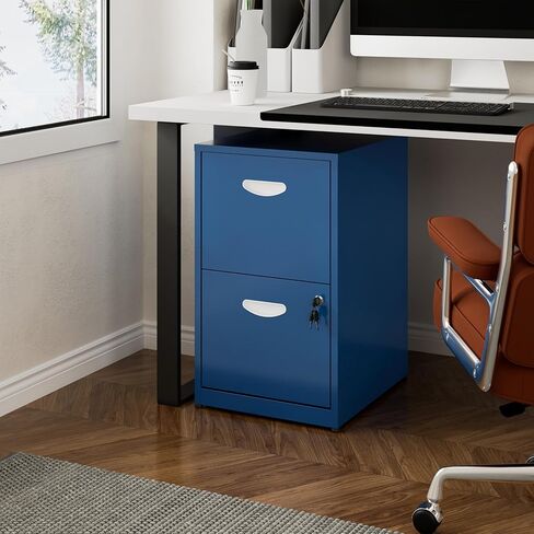 2 Drawer File Cabinet with Lock, Metal File Cabinets for Home Office, Two Drawer Locking Filing Cabinet, Small File Cabinet for Under Desk for Hanging Letter Size, Black, Assembly Required in Kuwait