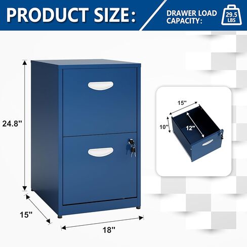 2 Drawer File Cabinet with Lock, Metal File Cabinets for Home Office, Two Drawer Locking Filing Cabinet, Small File Cabinet for Under Desk for Hanging Letter Size, Black, Assembly Required in Kuwait