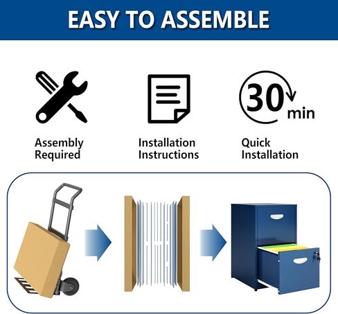 2 Drawer File Cabinet with Lock, Metal File Cabinets for Home Office, Two Drawer Locking Filing Cabinet, Small File Cabinet for Under Desk for Hanging Letter Size, Black, Assembly Required in Kuwait
