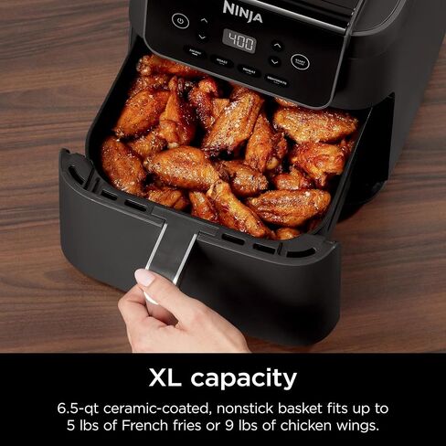 Ninja Pro XL Air Fryer, 6.5 Quart Family Size for Quick Meals, 4-in-1 Functions: Air Fry, Roast, Bake, Reheat, with Nonstick Dishwasher-Safe Basket (Black) in Saudi Arabia