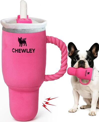 Swooflia Funny Plush Rope Dog Toy Squeaky - Cup Interactive Stuffed Dog Toy for Puppies Medium Small Breed Dogs to Keep Them Busy, Cute Birthday Squeaky Plush Gift in Saudi Arabia