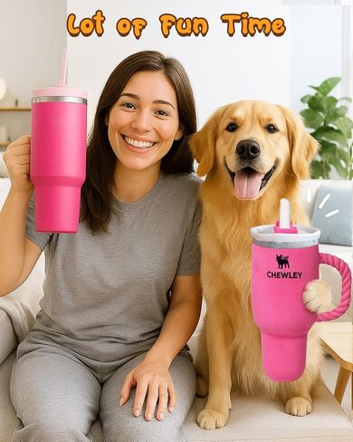 Swooflia Funny Plush Rope Dog Toy Squeaky - Cup Interactive Stuffed Dog Toy for Puppies Medium Small Breed Dogs to Keep Them Busy, Cute Birthday Squeaky Plush Gift in Saudi Arabia