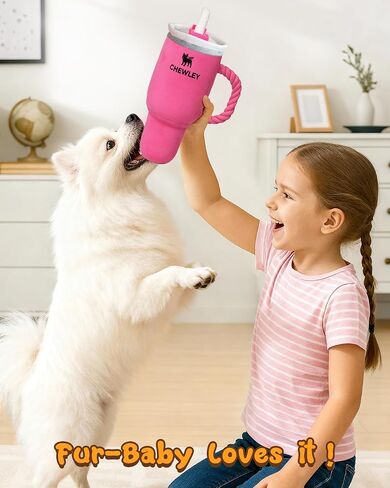 Swooflia Funny Plush Rope Dog Toy Squeaky - Cup Interactive Stuffed Dog Toy for Puppies Medium Small Breed Dogs to Keep Them Busy, Cute Birthday Squeaky Plush Gift in Saudi Arabia