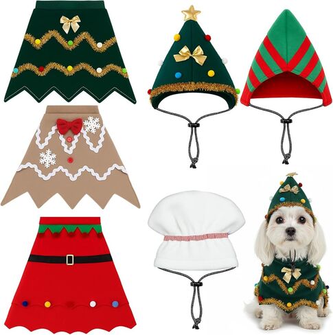 3 Set Dog Christmas Costume for Small to Large, Christmas Tree, Elf, Gingerbread Man Outfits with Adjustable Hat for Xmas Cosplay Party, Holiday Photos Supplies(S) in Saudi Arabia