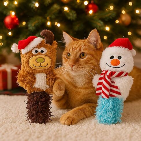 KONG Holiday Kickeroo Cat Toy – Reindeer or Snowman, Catnip-Filled, Christmas Plush Toy (Snowman/Reindeer Combo 2 Pack) in Saudi Arabia