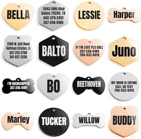 Dog Tags ID Engraved for Pets Personalized Engraved Custom Dog Tags Personalized ID Tags Engraved on Both Sides 48 Types of Tags in Saudi Arabia