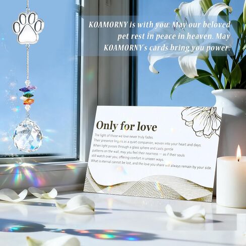 Pet Memorial Gift, Unique Sympathy Suncatcher Idea for Pet Loss, Clear Crystal Rainbow Maker, Thoughtful Dogs and Cats Remembrance Bereavement Box in Saudi Arabia