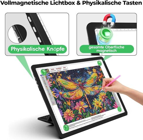 لوحة الضوء A4 القابلة لإعادة الشحن Zocelight مع حامل مدمج ، طاولة ضوء مغناطيسي مشرقة مع أزرار فعلية ، صندوق إضاءة لاسلكي للتتبع ، لوحة الضوء للطلاء الماس ، فينيل الرسم in Kuwait