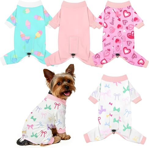 4 Pack Dog Pajamas Pet Costumes Dog Jammies Onesies Sweatshirt Adjustable Breathable Stretchy Clothes for Puppy Small Medium Large Dogs Girls Boys,S in Kuwait