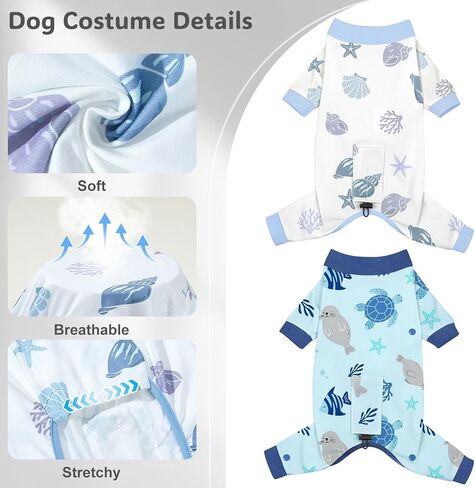 4 Pack Dog Pajamas Pet Costumes Dog Jammies Onesies Sweatshirt Adjustable Breathable Stretchy Clothes for Puppy Small Medium Large Dogs Girls Boys,S in Kuwait