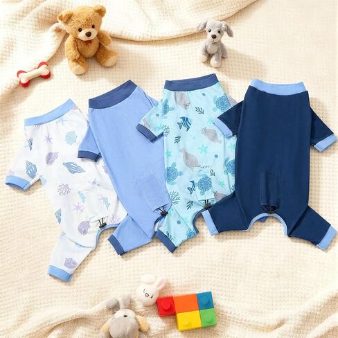 4 Pack Dog Pajamas Pet Costumes Dog Jammies Onesies Sweatshirt Adjustable Breathable Stretchy Clothes for Puppy Small Medium Large Dogs Girls Boys,S in Kuwait