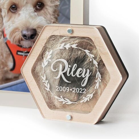 Personalized Pet Hair Keepsake Box for Dog and Cat Fur - Engraved Wood Memorial Box - Unique Customized Gift for Loss of Furry Friend Wooden (Light Diamond Clear Lid) in Saudi Arabia