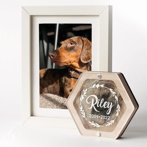 Personalized Pet Hair Keepsake Box for Dog and Cat Fur - Engraved Wood Memorial Box - Unique Customized Gift for Loss of Furry Friend Wooden (Light Diamond Clear Lid) in Saudi Arabia