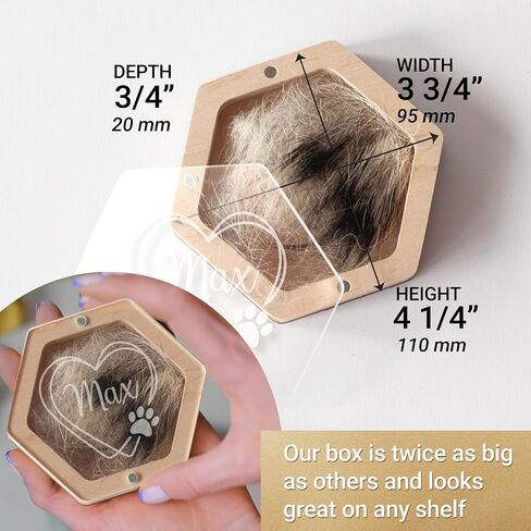 Personalized Pet Hair Keepsake Box for Dog and Cat Fur - Engraved Wood Memorial Box - Unique Customized Gift for Loss of Furry Friend Wooden (Light Diamond Clear Lid) in Saudi Arabia