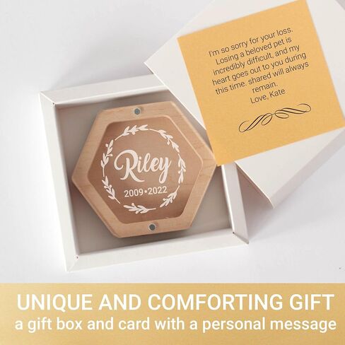 Personalized Pet Hair Keepsake Box for Dog and Cat Fur - Engraved Wood Memorial Box - Unique Customized Gift for Loss of Furry Friend Wooden (Light Diamond Clear Lid) in Saudi Arabia