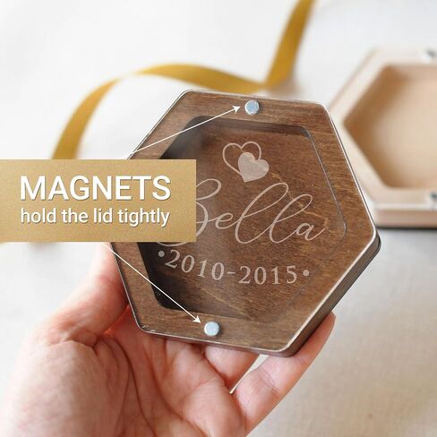 Personalized Pet Hair Keepsake Box for Dog and Cat Fur - Engraved Wood Memorial Box - Unique Customized Gift for Loss of Furry Friend Wooden (Light Diamond Clear Lid) in Saudi Arabia