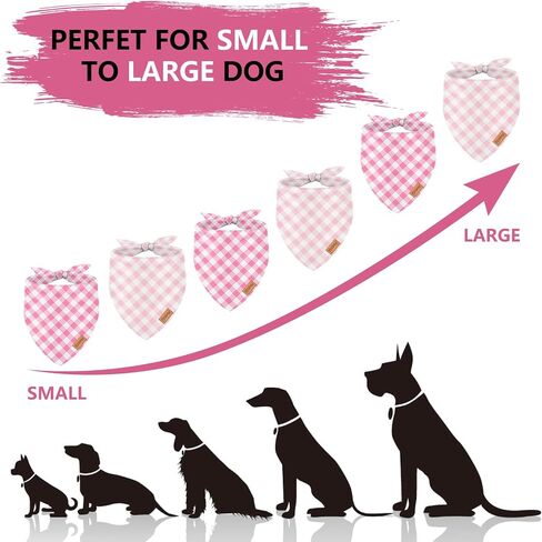 2Pcs Pink Plaid Dog Bandanas Triangle Pet Scarf Adjustable Puppy Neckerchief Dog Bib for Medium Large Cat Costume Accessories in Kuwait