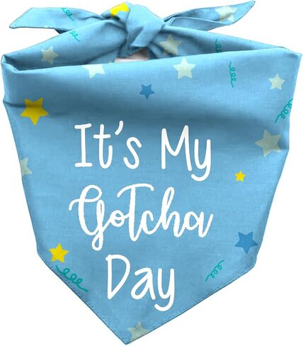 It's My Gotcha Day Dog Bandana، لوازم حفلات أعياد الميلاد، دعائم الصور للحيوانات الأليفة، وشاح مثلث لطيف ومضحك للكلاب المتوسطة الكبيرة، هدايا لمحبي الكلاب (أزرق) in Kuwait
