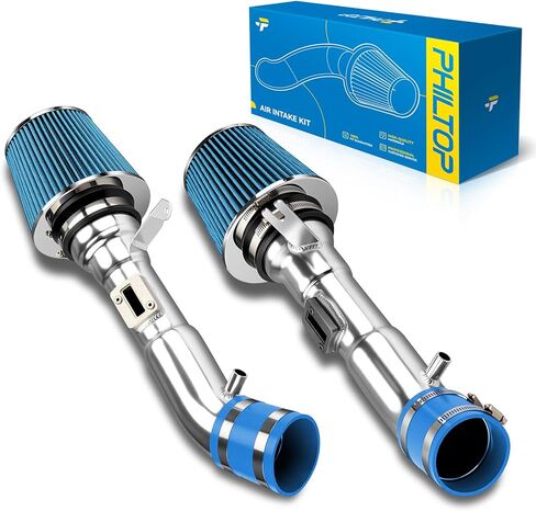مجموعة مدخل الهواء البارد من AUTOSITY متوافقة مع 2009-2019 Nis-san 350Z 3.7L V6، 2008-2013 I-n-Fi-n-i-t-i G37 3.7L V6، مجموعات نظام المرشحات من الألومنيوم المصقول باللون الأزرق عالي التدفق in Kuwait