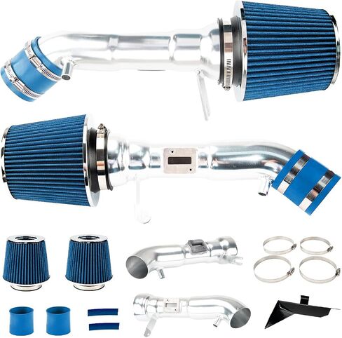 مجموعة مدخل الهواء البارد من AUTOSITY متوافقة مع 2009-2019 Nis-san 350Z 3.7L V6، 2008-2013 I-n-Fi-n-i-t-i G37 3.7L V6، مجموعات نظام المرشحات من الألومنيوم المصقول باللون الأزرق عالي التدفق in Kuwait