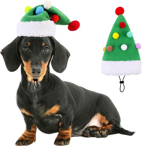 قبعة سانتا للكلاب لعيد الميلاد ومهرجان القطط زي صغير ومتوسط ​​وكبير للحيوانات الأليفة على شكل شجرة عيد الميلاد قبعة لطيفة لتزيين الكرة (أخضر، S) in Kuwait