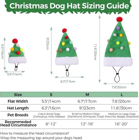 قبعة سانتا للكلاب لعيد الميلاد ومهرجان القطط زي صغير ومتوسط ​​وكبير للحيوانات الأليفة على شكل شجرة عيد الميلاد قبعة لطيفة لتزيين الكرة (أخضر، S) in Kuwait