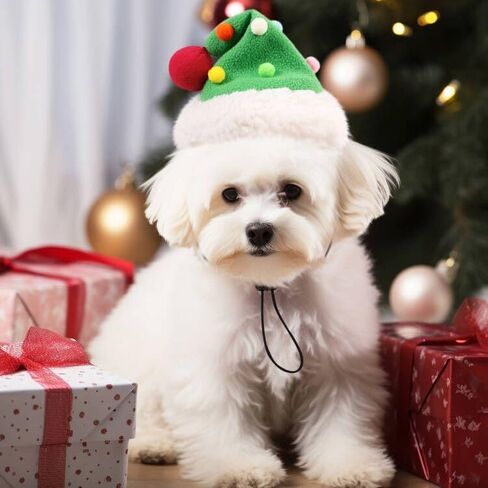 قبعة سانتا للكلاب لعيد الميلاد ومهرجان القطط زي صغير ومتوسط ​​وكبير للحيوانات الأليفة على شكل شجرة عيد الميلاد قبعة لطيفة لتزيين الكرة (أخضر، S) in Kuwait