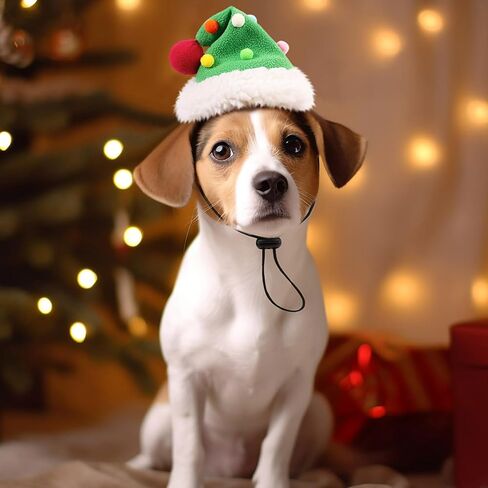 قبعة سانتا للكلاب لعيد الميلاد ومهرجان القطط زي صغير ومتوسط ​​وكبير للحيوانات الأليفة على شكل شجرة عيد الميلاد قبعة لطيفة لتزيين الكرة (أخضر، S) in Kuwait