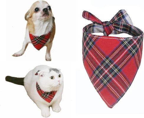 Red Checkered Cat Bandana Plaid Dog Scarf for Extral Small Pets 15.6" in Saudi Arabia