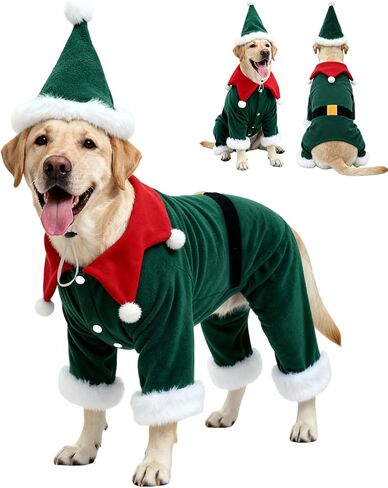 CuteBone Christmas Dog Costumes for Small, Medium, Large Dogs – Elf Pet Cosplay Outfits | Cute Puppy Costume for Holiday Party, Dress-Up, Photo Shoots GBZ07XXL in Saudi Arabia