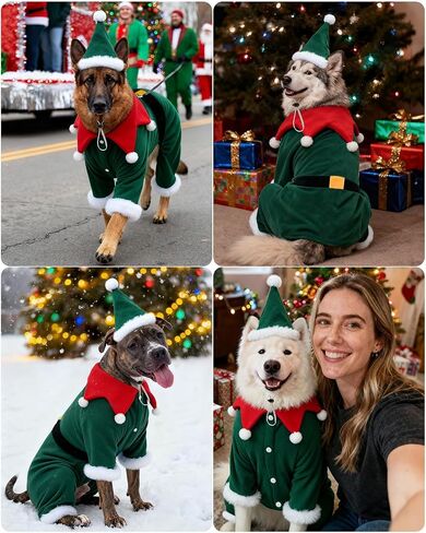 CuteBone Christmas Dog Costumes for Small, Medium, Large Dogs – Elf Pet Cosplay Outfits | Cute Puppy Costume for Holiday Party, Dress-Up, Photo Shoots GBZ07XXL in Saudi Arabia