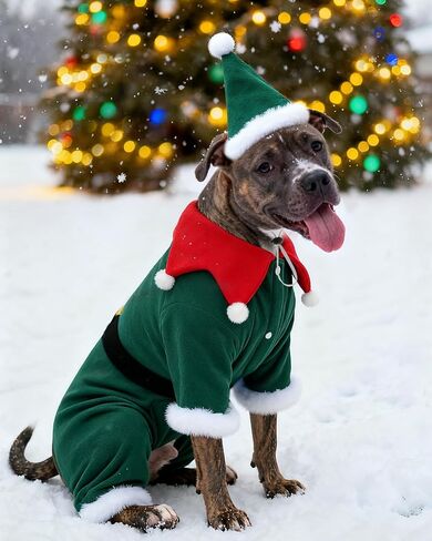 CuteBone Christmas Dog Costumes for Small, Medium, Large Dogs – Elf Pet Cosplay Outfits | Cute Puppy Costume for Holiday Party, Dress-Up, Photo Shoots GBZ07XXL in Saudi Arabia