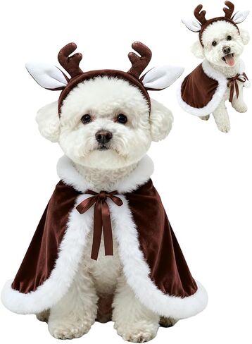 CuteBone Christmas Dog Costumes for Small, Medium, Large Dogs – Elf Pet Cosplay Outfits | Cute Puppy Costume for Holiday Party, Dress-Up, Photo Shoots GBZ07XXL in Saudi Arabia