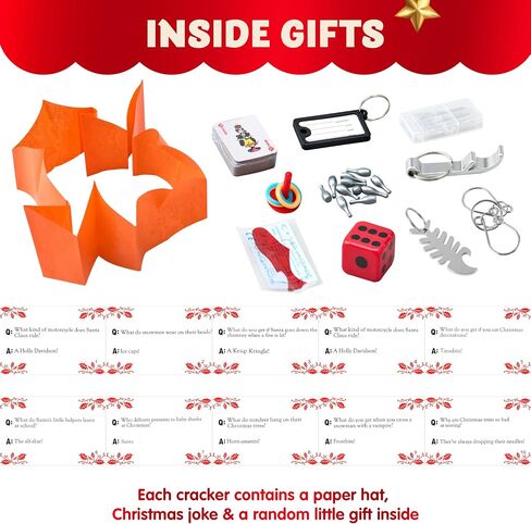 JOYIN 10 Pack Christmas Party Favor Non-Snap Red Deluxe Snowflake Design Party Table Favors with Holiday Party Favor Supplies for Kids and Adults, Christmas Parties, Dinners and Holidays in Saudi Arabia