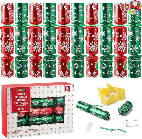 JOYIN 10 Pack Christmas Party Favor Non-Snap Red Deluxe Snowflake Design Party Table Favors with Holiday Party Favor Supplies for Kids and Adults, Christmas Parties, Dinners and Holidays in Saudi Arabia