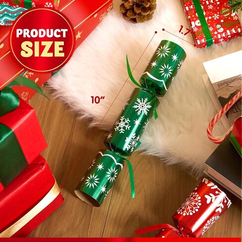 JOYIN 10 Pack Christmas Party Favor Non-Snap Red Deluxe Snowflake Design Party Table Favors with Holiday Party Favor Supplies for Kids and Adults, Christmas Parties, Dinners and Holidays in Saudi Arabia