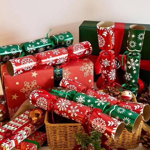 JOYIN 10 Pack Christmas Party Favor Non-Snap Red Deluxe Snowflake Design Party Table Favors with Holiday Party Favor Supplies for Kids and Adults, Christmas Parties, Dinners and Holidays in Saudi Arabia