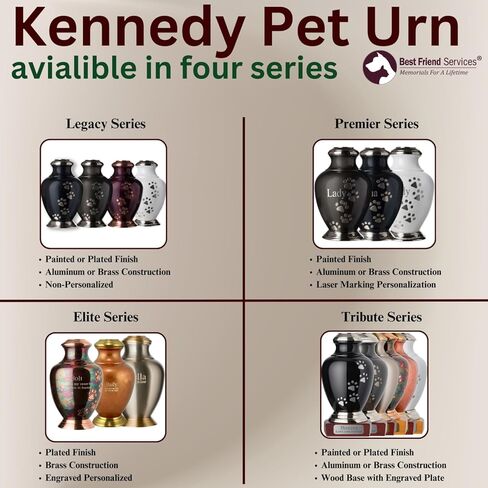جرة الحيوانات الأليفة للكلاب والقطط مع نقش ليزر شخصي، الجرار التذكارية من سلسلة Kennedy Paws Premier للكلاب والقطط (كبيرة، لائحة، تقليم الكروم، أقدام بيوتر) in Kuwait
