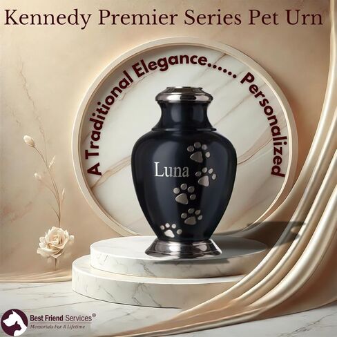 جرة الحيوانات الأليفة للكلاب والقطط مع نقش ليزر شخصي، الجرار التذكارية من سلسلة Kennedy Paws Premier للكلاب والقطط (كبيرة، لائحة، تقليم الكروم، أقدام بيوتر) in Kuwait