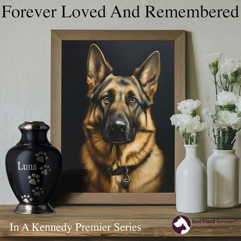 جرة الحيوانات الأليفة للكلاب والقطط مع نقش ليزر شخصي، الجرار التذكارية من سلسلة Kennedy Paws Premier للكلاب والقطط (كبيرة، لائحة، تقليم الكروم، أقدام بيوتر) in Kuwait