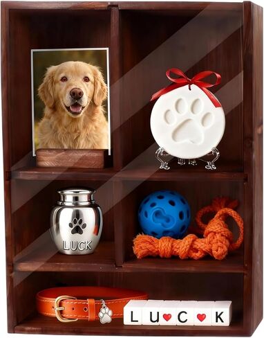 Dog Memorial Shadow Box with Pen,11x4x14 Inch Pet Ashes Keepsake Wall-Mountable Display Case for Dog /Cat Loss Sympathy Gifts - Wooden in Saudi Arabia