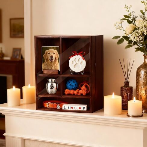 Dog Memorial Shadow Box with Pen,11x4x14 Inch Pet Ashes Keepsake Wall-Mountable Display Case for Dog /Cat Loss Sympathy Gifts - Wooden in Saudi Arabia