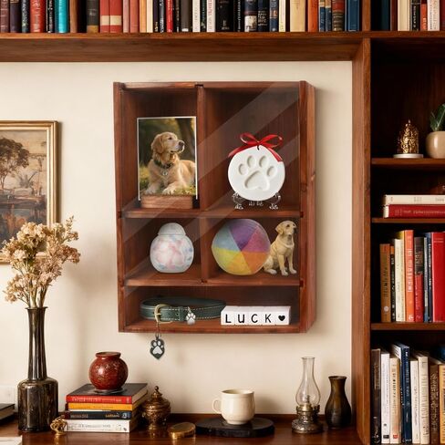 Dog Memorial Shadow Box with Pen,11x4x14 Inch Pet Ashes Keepsake Wall-Mountable Display Case for Dog /Cat Loss Sympathy Gifts - Wooden in Saudi Arabia