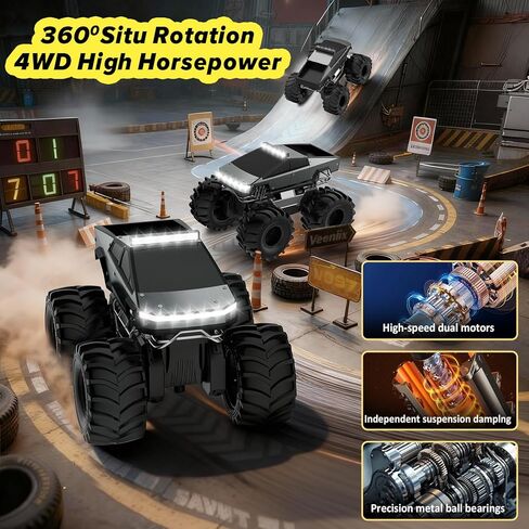 سيارة التحكم عن بُعد ، 1:18 سيارات RC المضادة للماء ، 4WD جميع التضاريس على الطرق الوعرة ، شاحنة إلكترونية قابلة للتحميل 2.4 جيجا هرتز ، 360 درجة في الموقع تدور أحواض شاحنات وحش للأولاد ، العمر 6 7 8 9 10-13+ in Kuwait