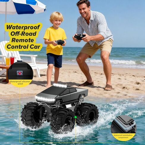 سيارة التحكم عن بُعد ، 1:18 سيارات RC المضادة للماء ، 4WD جميع التضاريس على الطرق الوعرة ، شاحنة إلكترونية قابلة للتحميل 2.4 جيجا هرتز ، 360 درجة في الموقع تدور أحواض شاحنات وحش للأولاد ، العمر 6 7 8 9 10-13+ in Kuwait