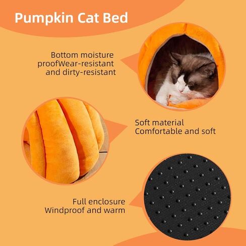 Cute Pumpkin Cat Bed for Indoor Cats，Pumpkin Shape Cat House with Removable Washable Cushioned Pillow，Cat Cave Bed Cat Tent for Puppy and Kitten (Blue,23 in) in Saudi Arabia